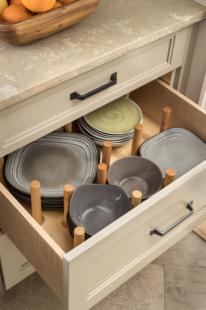 Dish Drawer Storage. Thyme & Place Design, Sharon L Sherman,